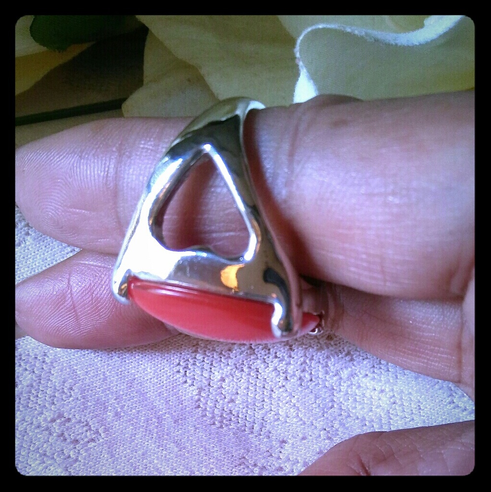 Vintage Orange Oval Statement Ring - image 4